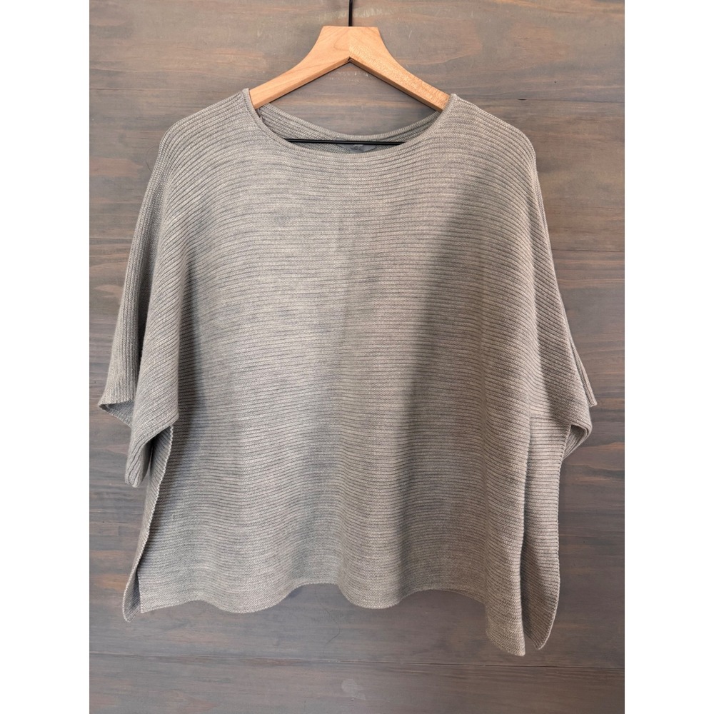 COS Grey Wool Ribbed Poncho Sweater Batwing Sleeve Oversized XS